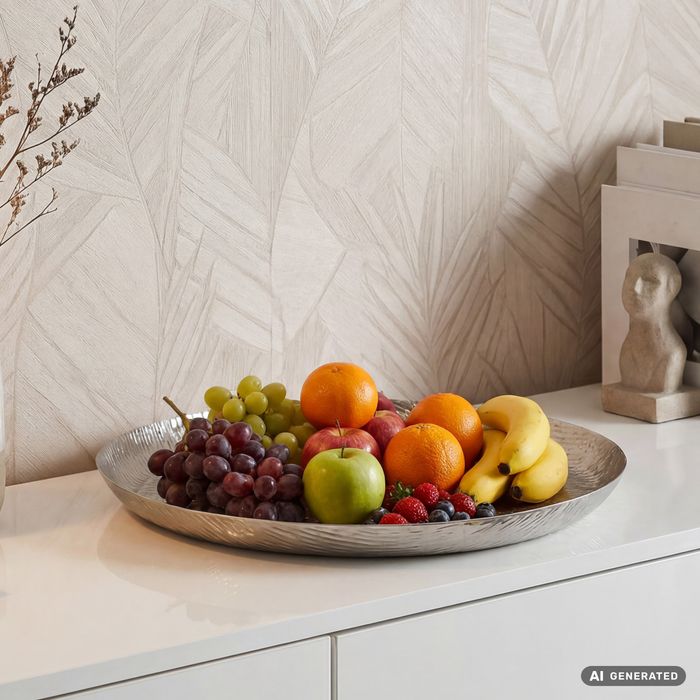 Obstschale Früchteschale Aluminium Rund Schale 50cm Dekoschale Metall Tischdeko