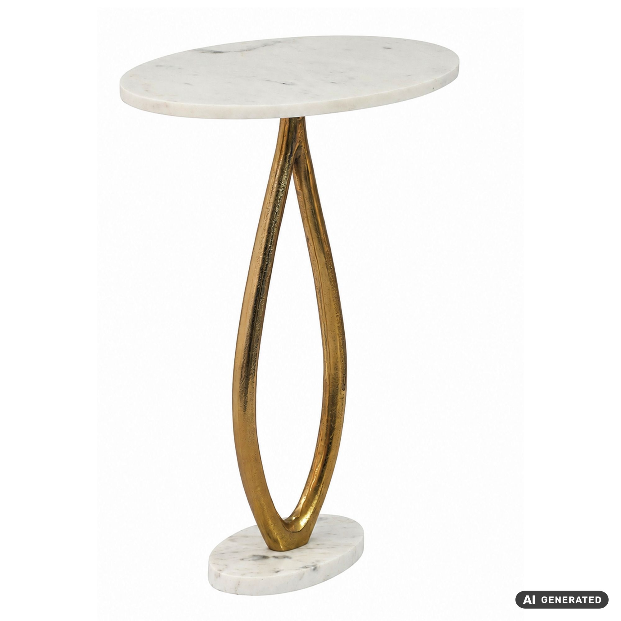 Beistelltisch 45cm Metall Gold Couchtisch Wohnzimmertisch Marmor Platte Weiß – Ansicht 6