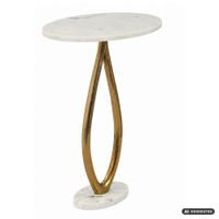 Beistelltisch 45cm Metall Gold Couchtisch Wohnzimmertisch Marmor Platte Weiß – Ansicht 6