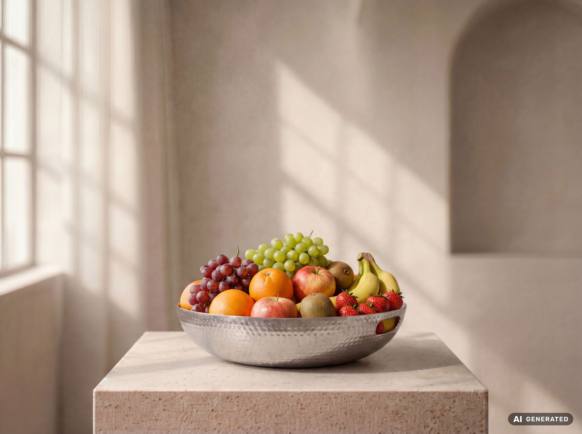 Obstschale Früchteschale Aluminium Schale 38cm Dekoschale Metall Hammerschlag – Ansicht 2