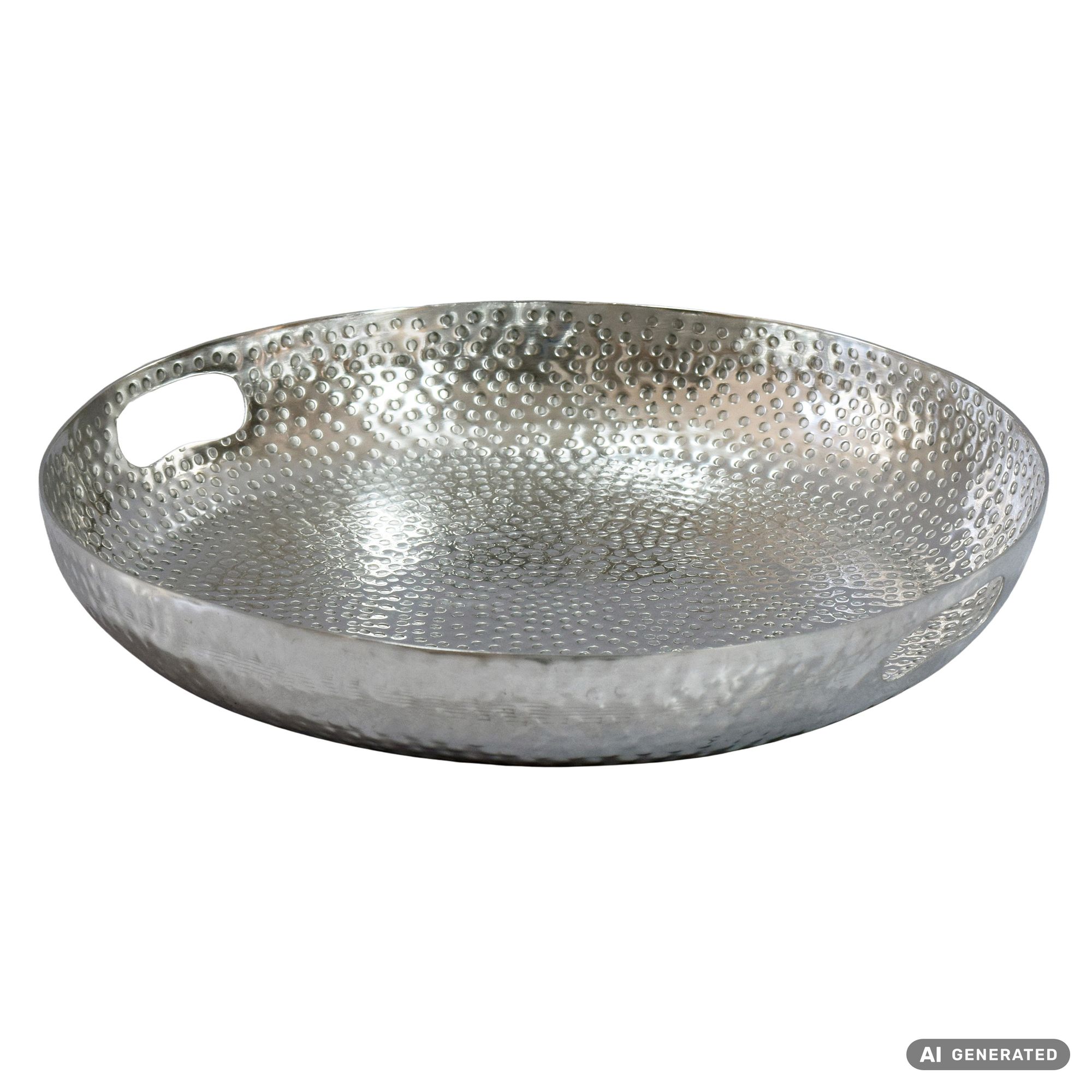 Obstschale Früchteschale Aluminium Schale 38cm Dekoschale Metall Hammerschlag – Ansicht 6