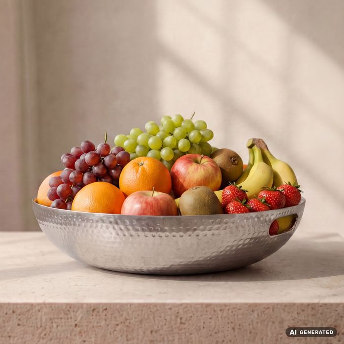 Obstschale Früchteschale Aluminium Schale 38cm Dekoschale Metall Hammerschlag