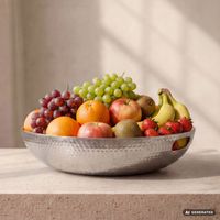 Obstschale Früchteschale Aluminium Schale 38cm Dekoschale Metall Hammerschlag – Ansicht 1