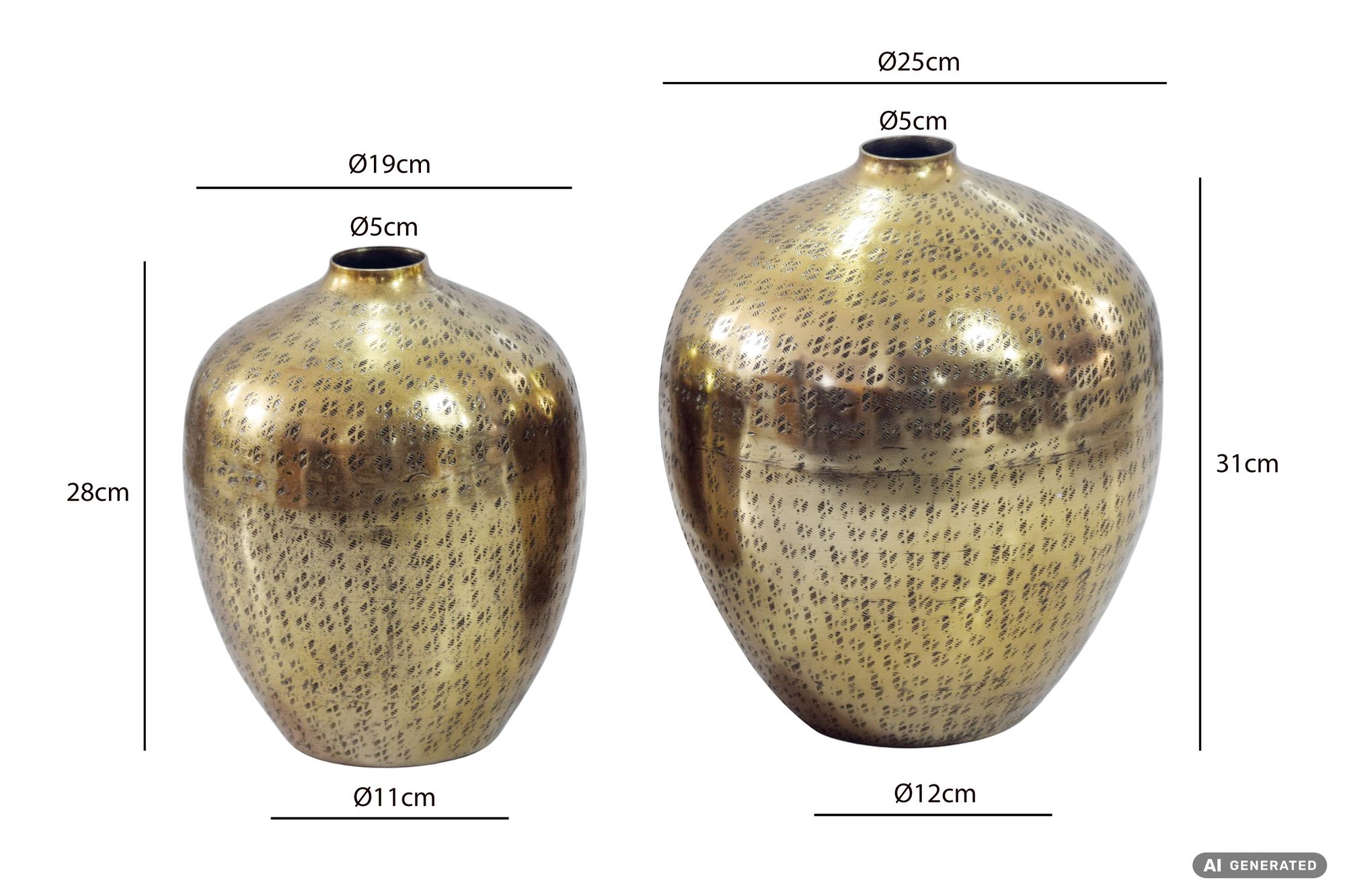FineBuy Tischvase 2er Set Aluminium - Dekovase rund - Metall Vase modern - Wohnzimmer Deko Alu - Design Vase Tisch Dekoration Handmade | Farbe: Silber