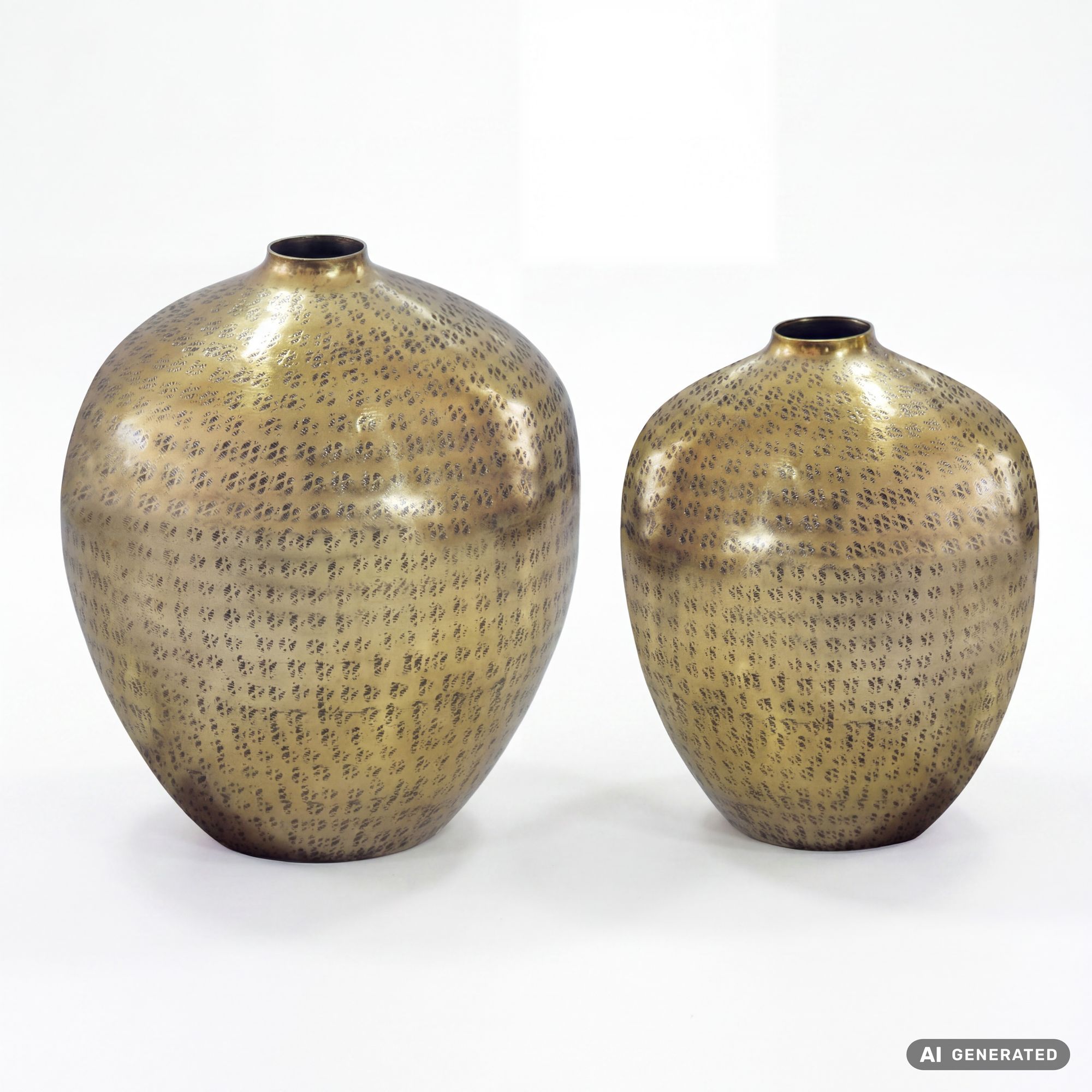 FineBuy Tischvase 2er Set Aluminium - Dekovase rund - Metall Vase modern - Wohnzimmer Deko Alu - Design Vase Tisch Dekoration Handmade | Farbe: Silber