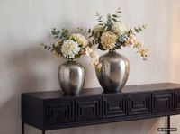 Vase 2er Set Tischvase Aluminium Alu Blumenvase Metall Dekovase Rund Handmade – Ansicht 2