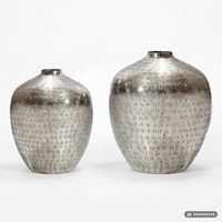 Vase 2er Set Tischvase Aluminium Alu Blumenvase Metall Dekovase Rund Handmade – Ansicht 6