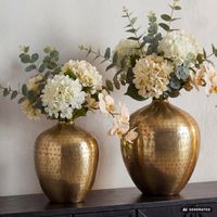 Vase 2er Set Tischvase Aluminium Alu Blumenvase Metall Dekovase Rund Handmade – Ansicht 1
