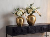 Vase 2er Set Tischvase Aluminium Alu Blumenvase Metall Dekovase Rund Handmade – Ansicht 2