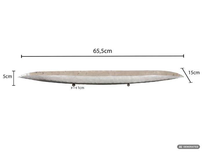 Dekoschale Oval Aluminium Schale 65,5cm Tischdeko Metall Wohnaccessoire Modern – Maßzeichnung