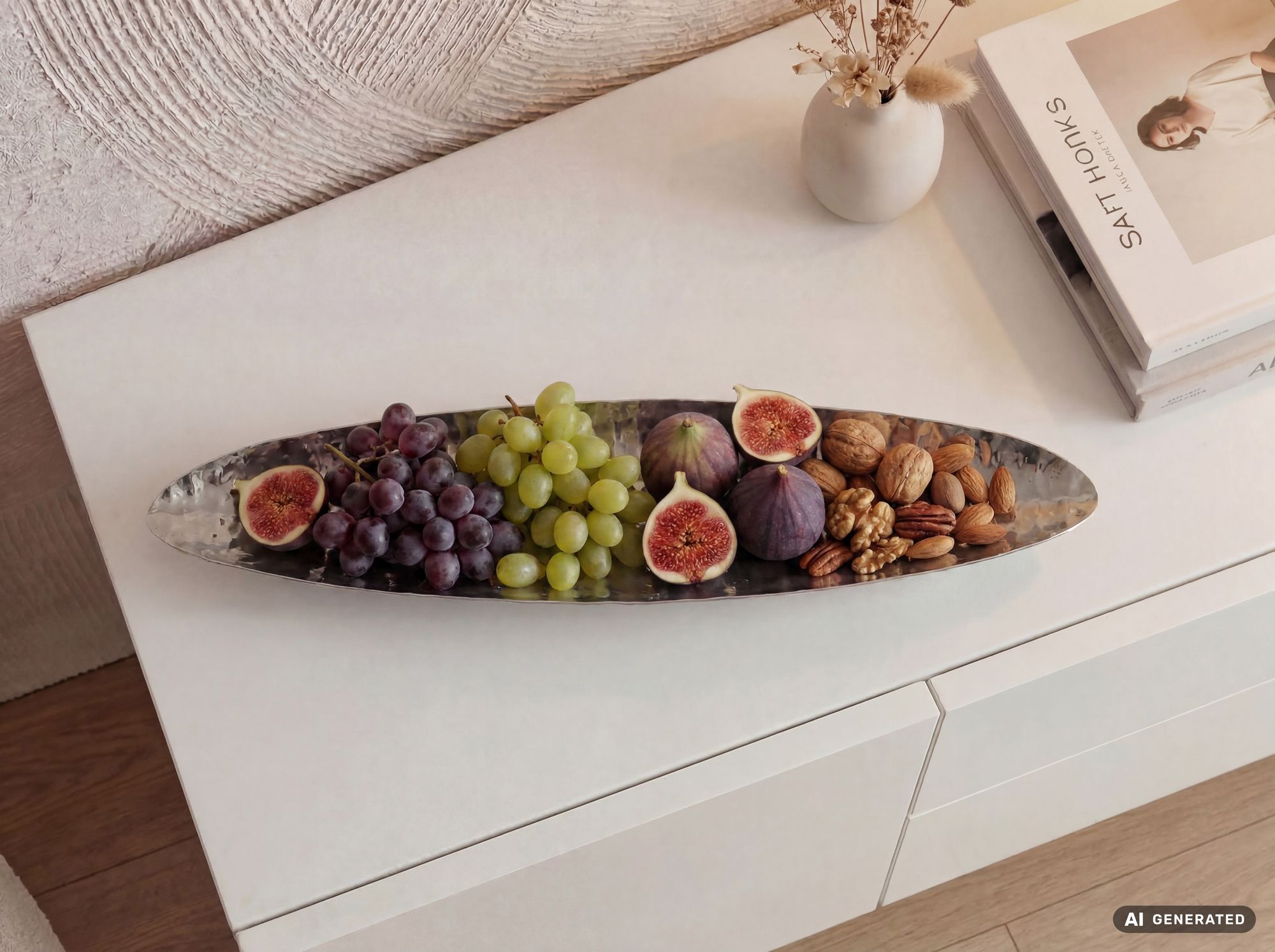 Obstschale Früchteschale Metall Tischdeko Schale 65,5cm Aluschale Handmade Oval – Ansicht 4