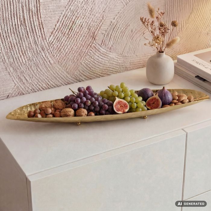 Obstschale Früchteschale Metall Tischdeko Schale 65,5cm Handmade Oval Groß
