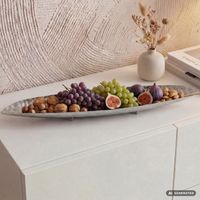 Obstschale Früchteschale Metall Tischdeko Schale 65,5cm Aluschale Handmade Oval – Ansicht 1