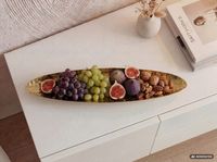 Obstschale Früchteschale Metall Tischdeko Schale 65,5cm Handmade Oval Groß – Ansicht 4