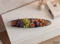 Obstschale Früchteschale Metall Tischdeko Schale 65,5cm Aluschale Handmade Oval – Ansicht 4