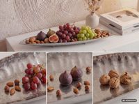 Obstschale Früchteschale Metall Tischdeko Schale 65,5cm Aluschale Handmade Oval – Ansicht 5