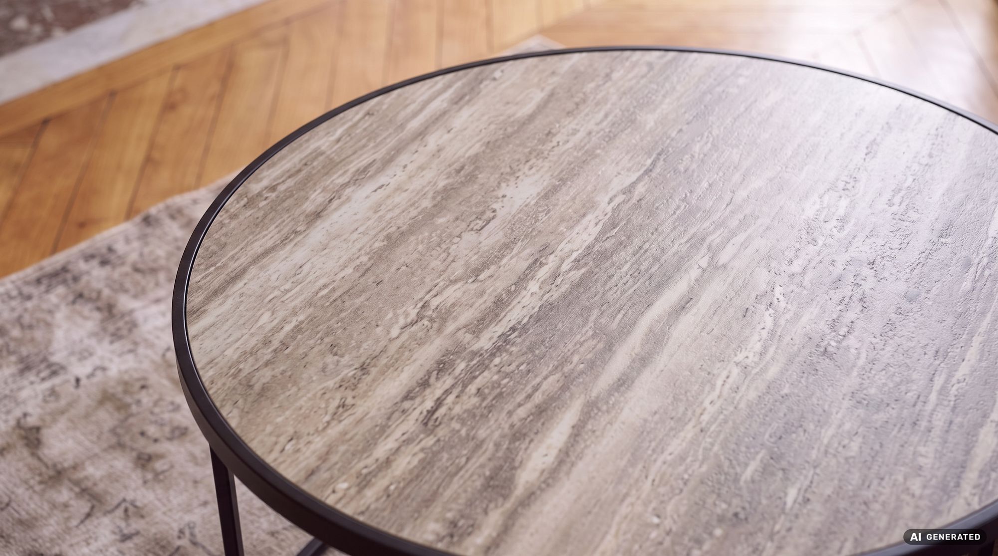 2er Set Couchtisch Marmor Glas rund Wohnzimmertisch Beistelltisch Satztisch – Ansicht 4