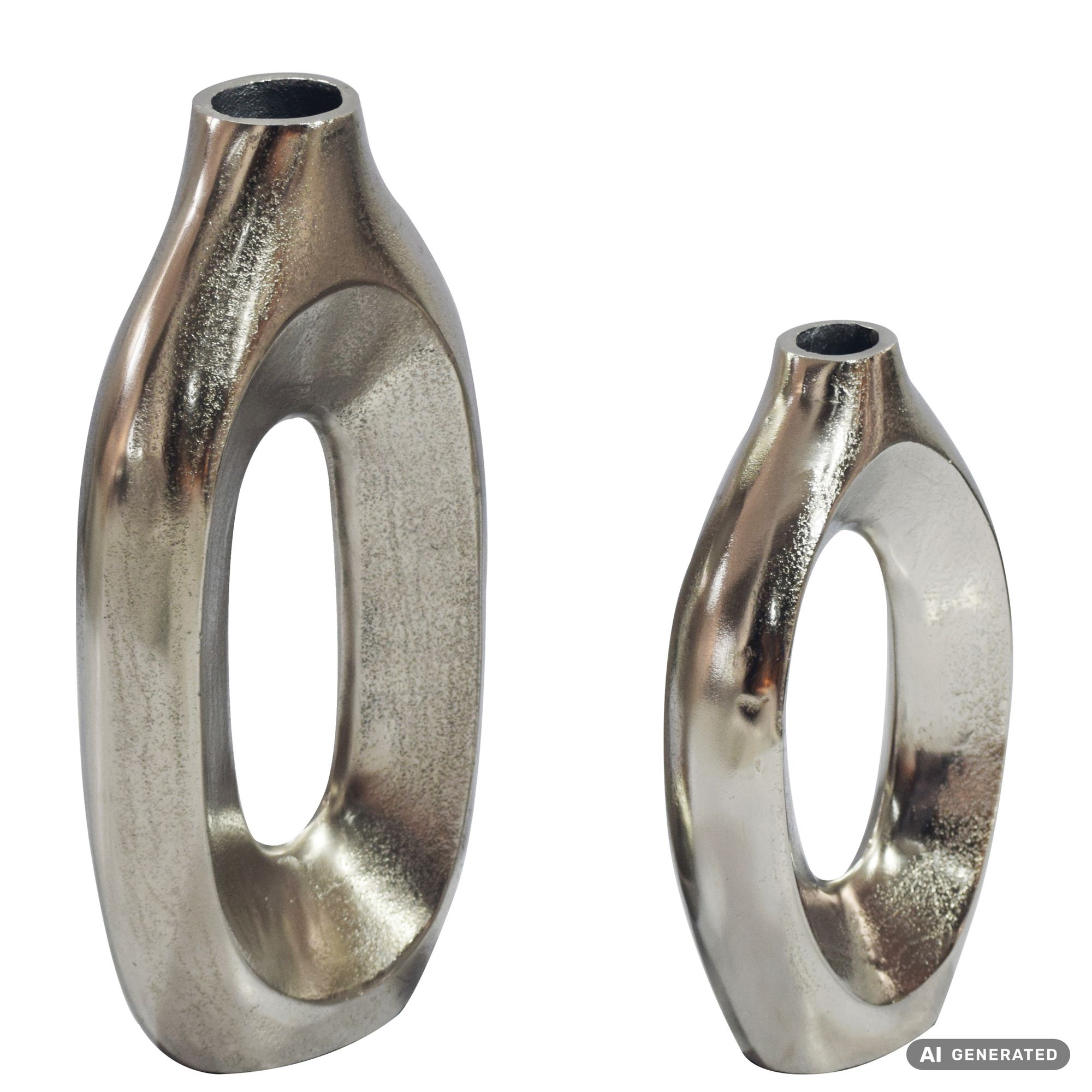 Vase 2er Set Metall Blumenvase Metallvase Wohndeko Groß Design Dekovase Handmade – Ansicht 6