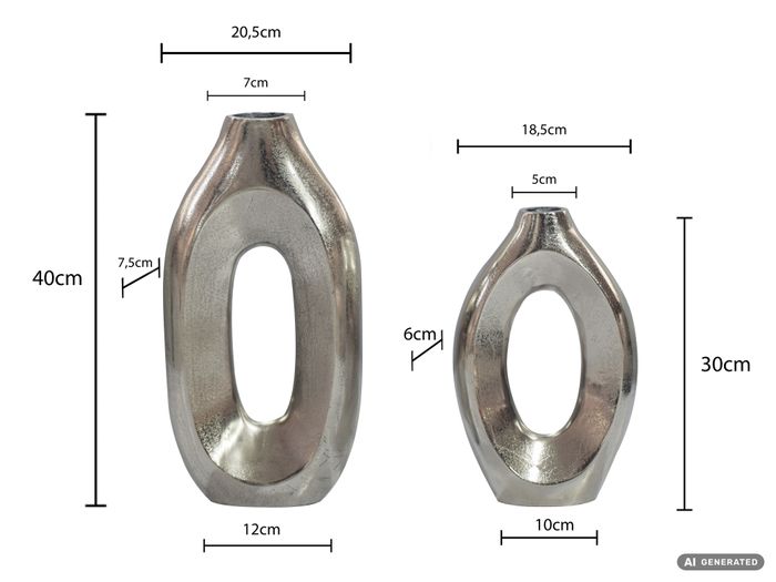 Vase 2er Set Metall Blumenvase Metallvase Wohndeko Groß Design Dekovase Handmade – Maßzeichnung