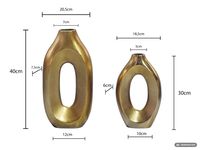 Vase 2er Set Metall Blumenvase Metallvase Wohndeko Groß Design Dekovase Handmade – Ansicht 3
