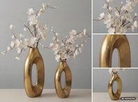 Vase 2er Set Metall Blumenvase Metallvase Wohndeko Groß Design Dekovase Handmade – Ansicht 4