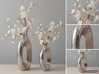 Vase 2er Set Metall Blumenvase Metallvase Wohndeko Groß Design Dekovase Handmade – Ansicht 4