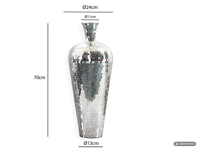 Vase Aluminium Silber Blumenvase Bodenvase Wohndeko Groß Rund Dekovase Handmade – Maßzeichnung
