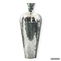 Vase Aluminium Silber Blumenvase Bodenvase Wohndeko Groß Rund Dekovase Handmade – Ansicht 6