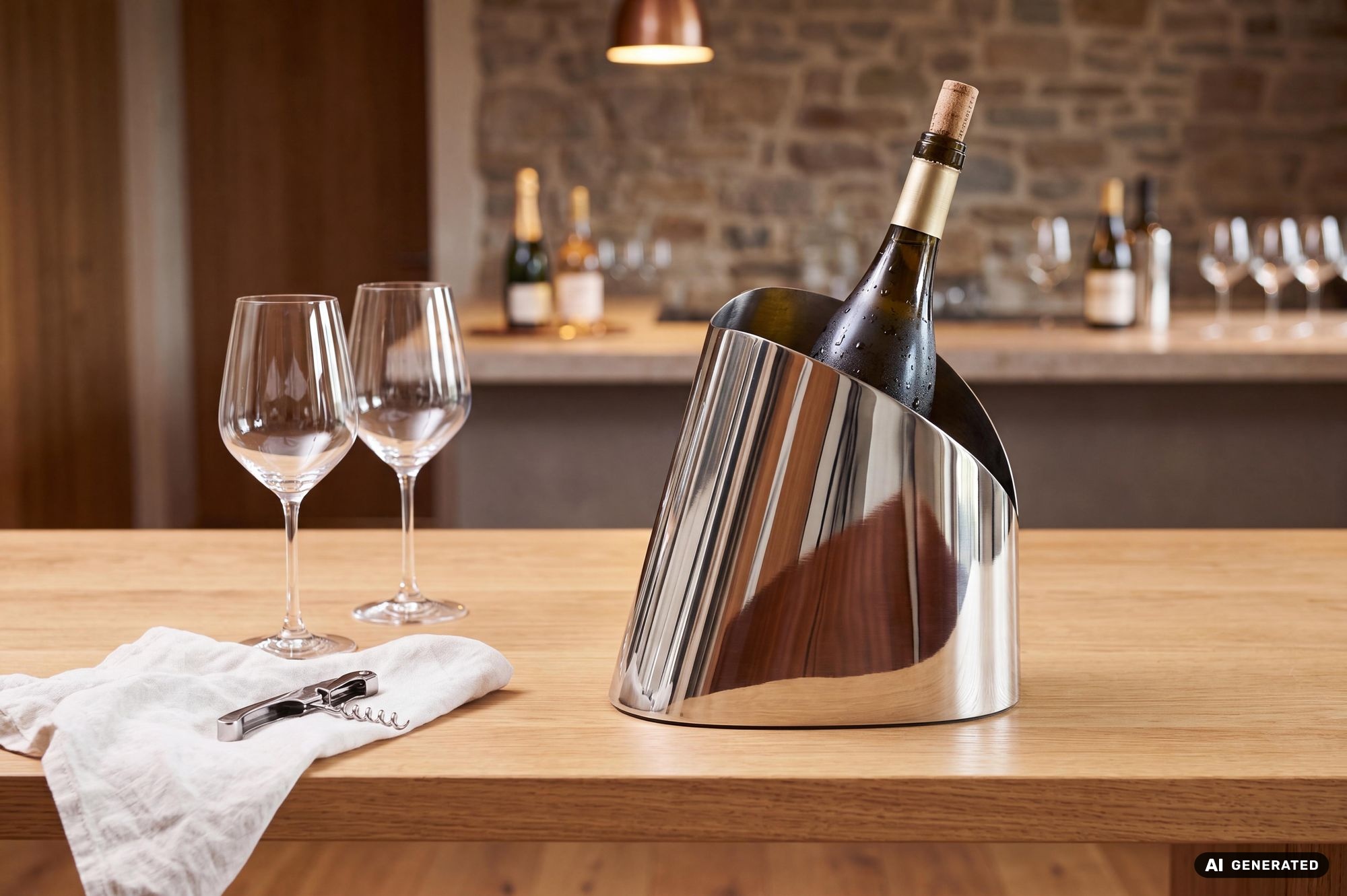 Sektkühler Champagnerkühler 24,5cm Flaschenkühler Silber Getränkekühler Kühler – Ansicht 2