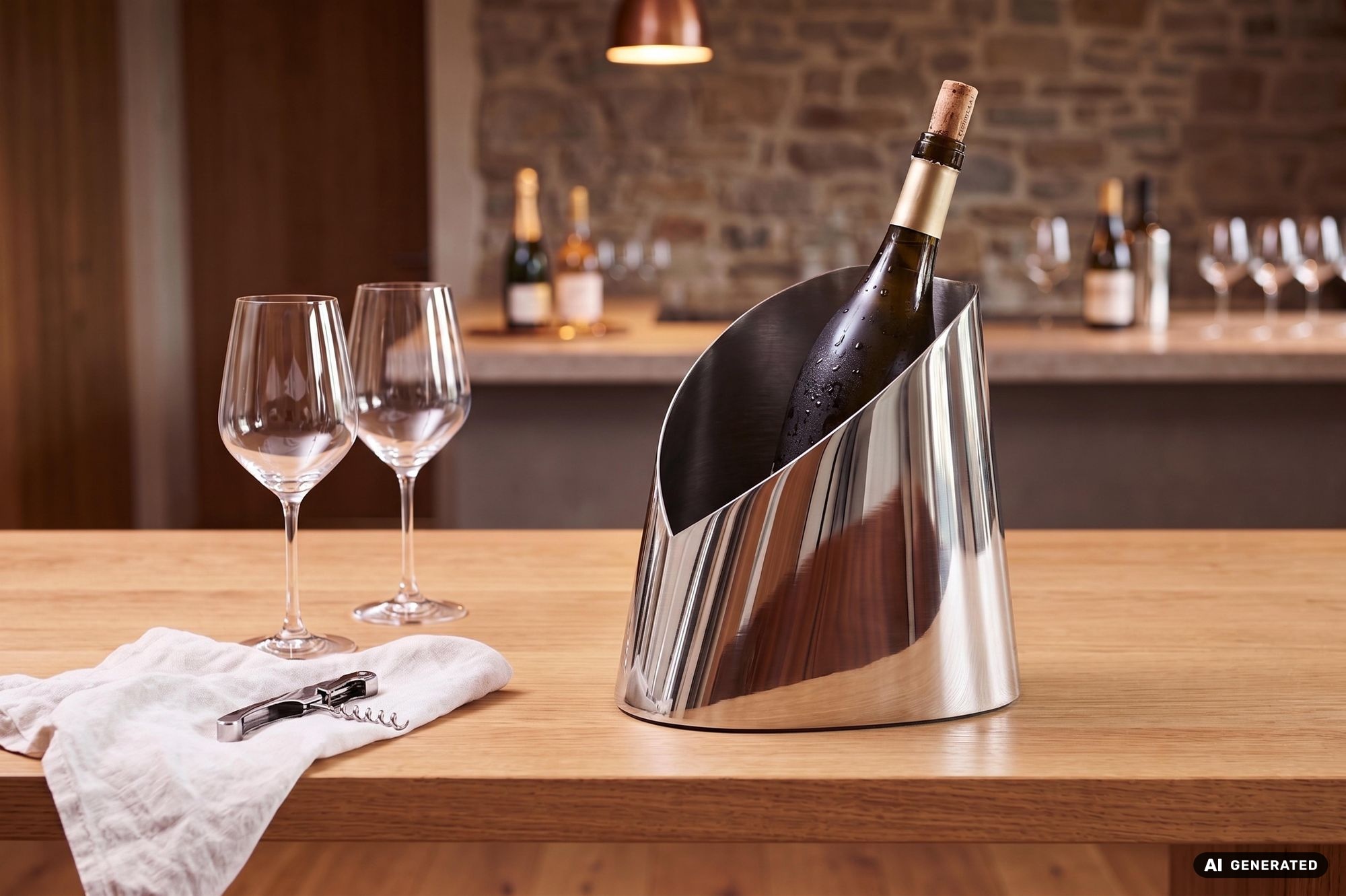 Sektkühler Champagnerkühler 24,5cm Flaschenkühler Silber Getränkekühler Kühler – Ansicht 4