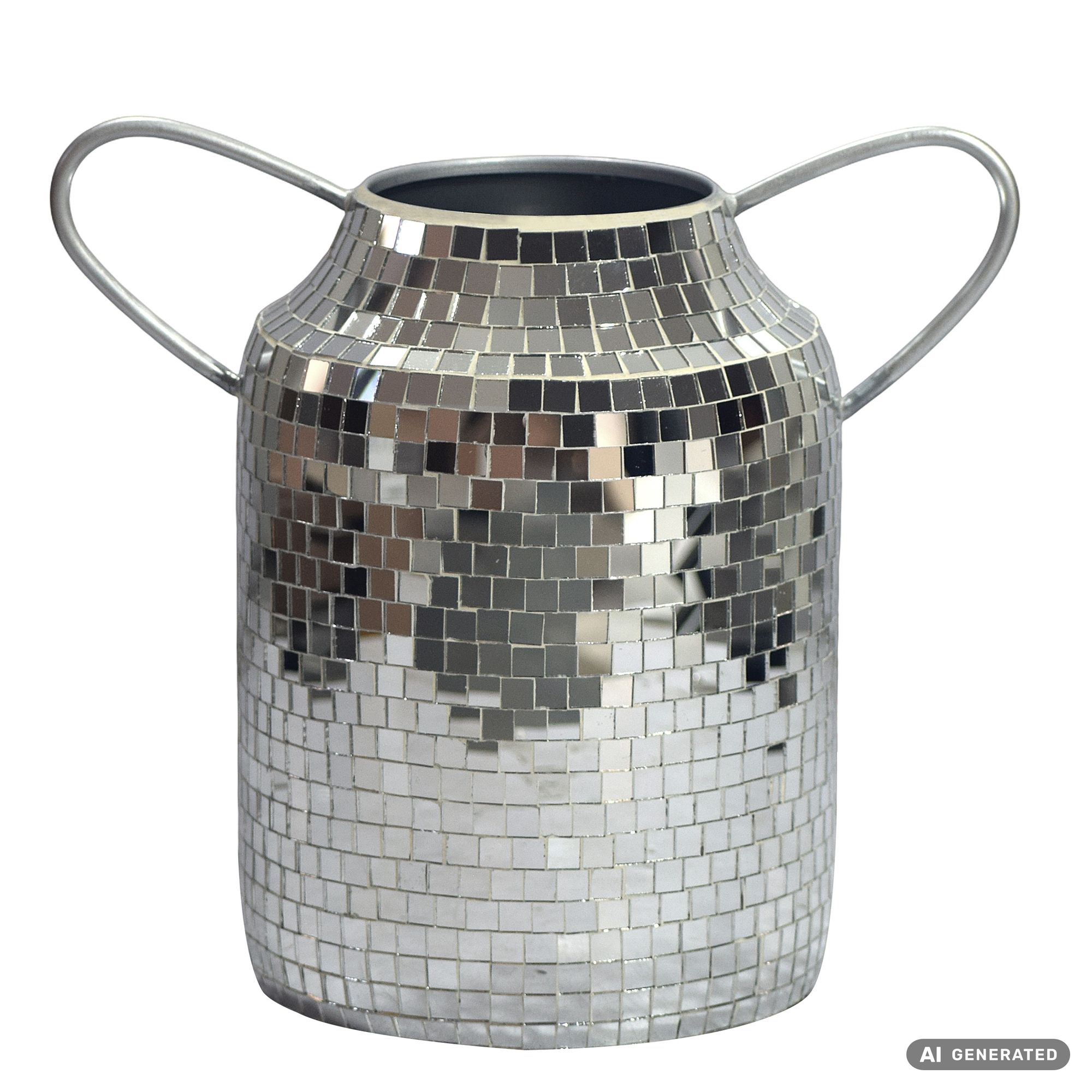 Vase Tischvase 32cm Metall Blumenvase Dekovase Rund Handmade Mosaik Handmade – Ansicht 6