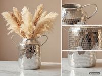 Vase Tischvase 32cm Metall Blumenvase Dekovase Rund Handmade Mosaik Handmade – Ansicht 5