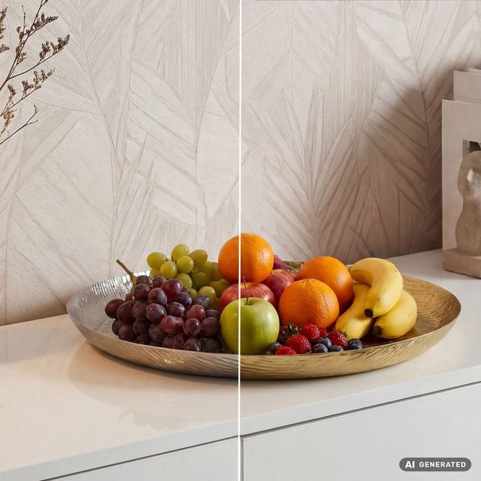 FineBuy Obstteller Rund Schale Metall 40cm Tischdeko - Moderner Obstkorb - Obstschale aus Aluminium - Elegante Dekoschale - Alu Früchteschale Handgefertigt