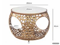 Couchtisch mit Marmor Platte weiß Wohnzimmertisch Stauraum Metall rund 60cm – Ansicht 3