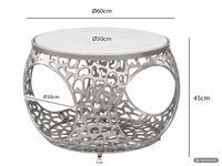 Couchtisch mit Marmor Platte weiß Wohnzimmertisch Stauraum Metall rund 60cm – Ansicht 3