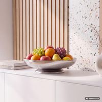 Obstschale Früchteschale Aluminium Design Schale 60cm Rund Metall Obstkorb Alu – Ansicht 1