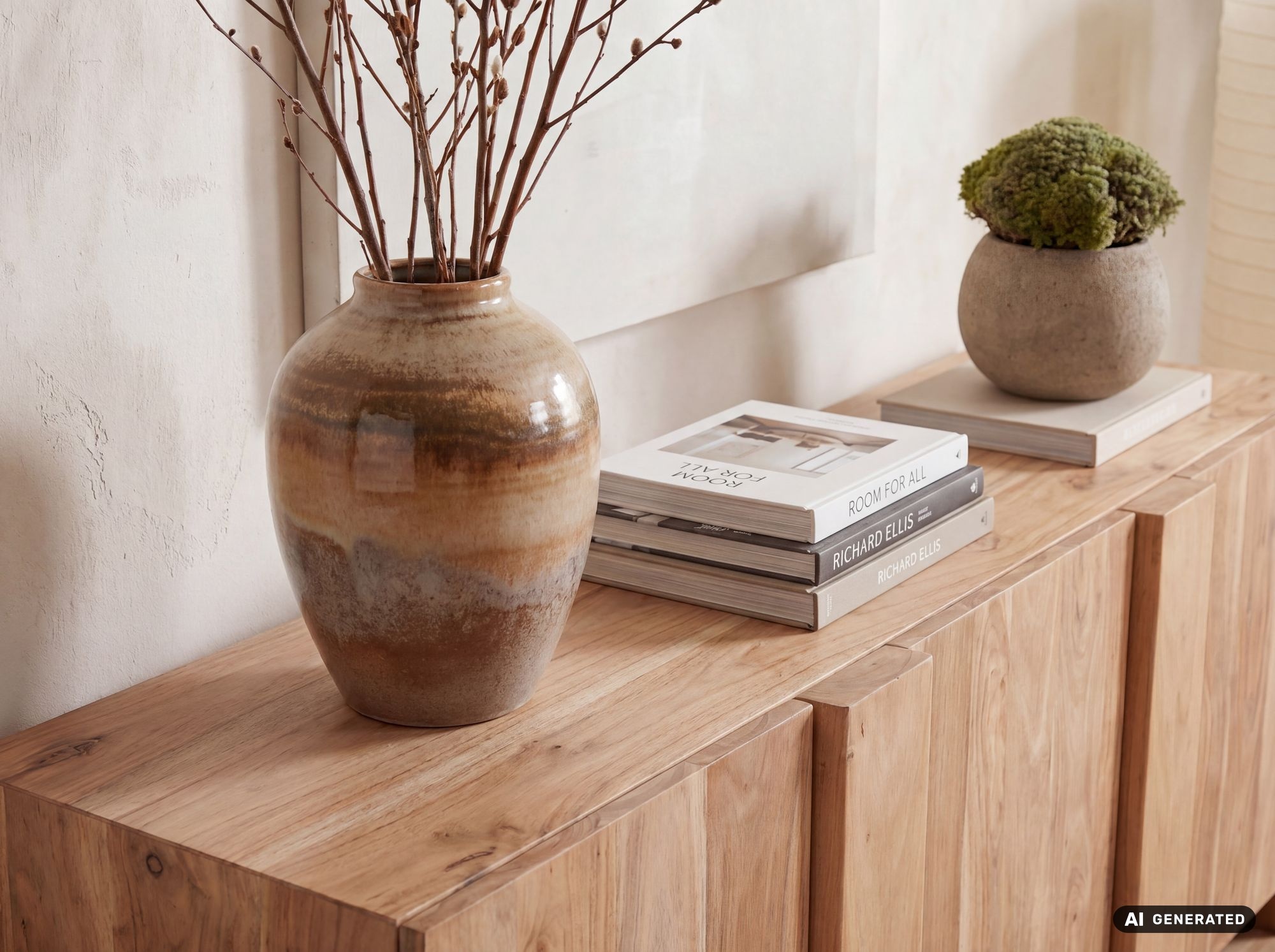 Sideboard Akazie Massivholz 165cm Anrichte Kommode 3 Türen Wohnzimmer Handmade – Ansicht 4