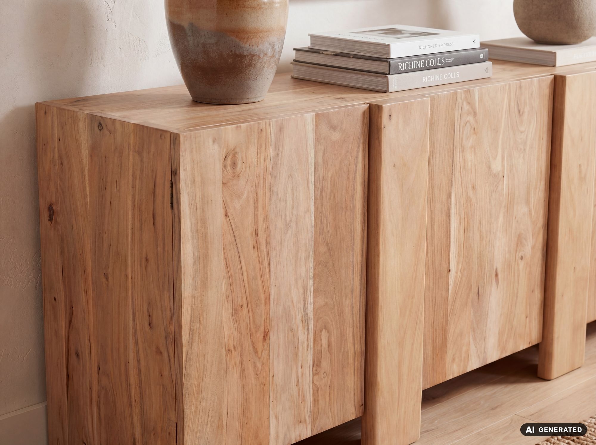Sideboard Akazie Massivholz 165cm Anrichte Kommode 3 Türen Wohnzimmer Handmade – Ansicht 7