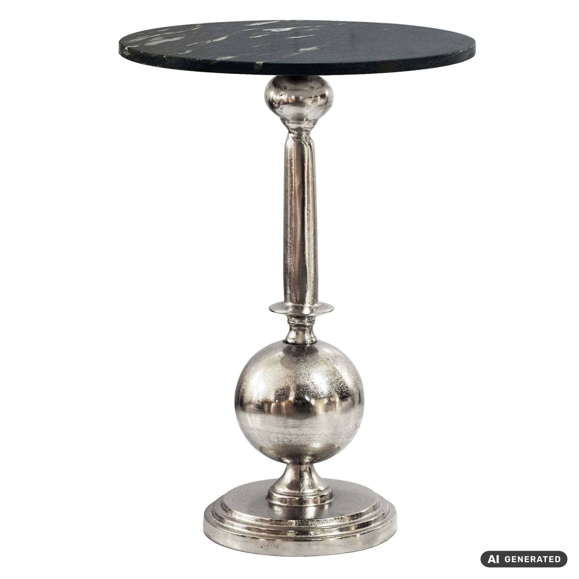 Beistelltisch 40cm Metall Couchtisch Wohnzimmertisch Marmor Platte Schwarz Rund – Ansicht 6