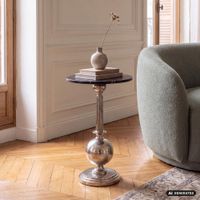 Beistelltisch 40cm Metall Couchtisch Wohnzimmertisch Marmor Platte Schwarz Rund – Ansicht 1