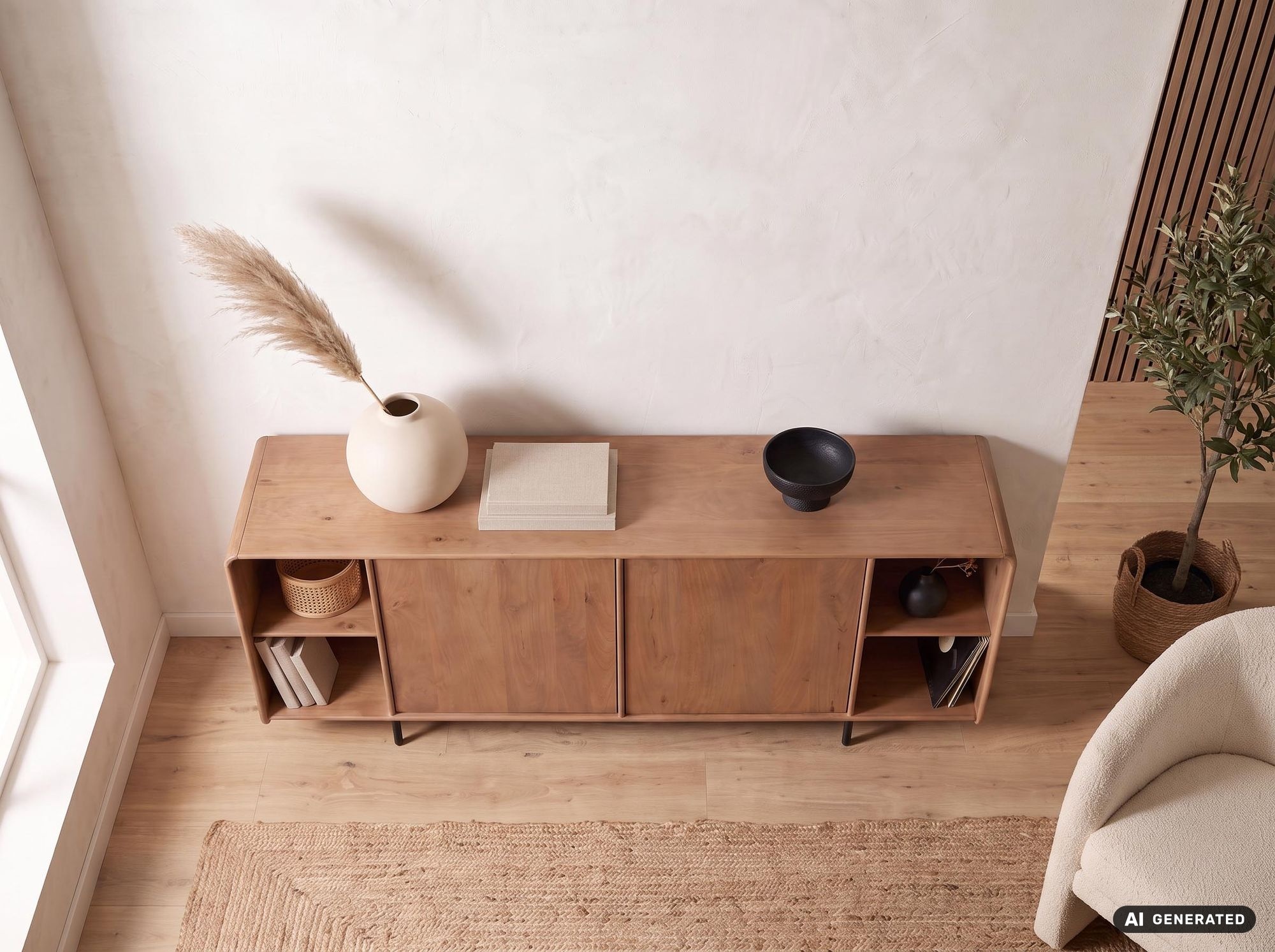 Sideboard Mango Massivholz 180cm Anrichte Kommode 2 Türen Holzkommode Handmade – Ansicht 5