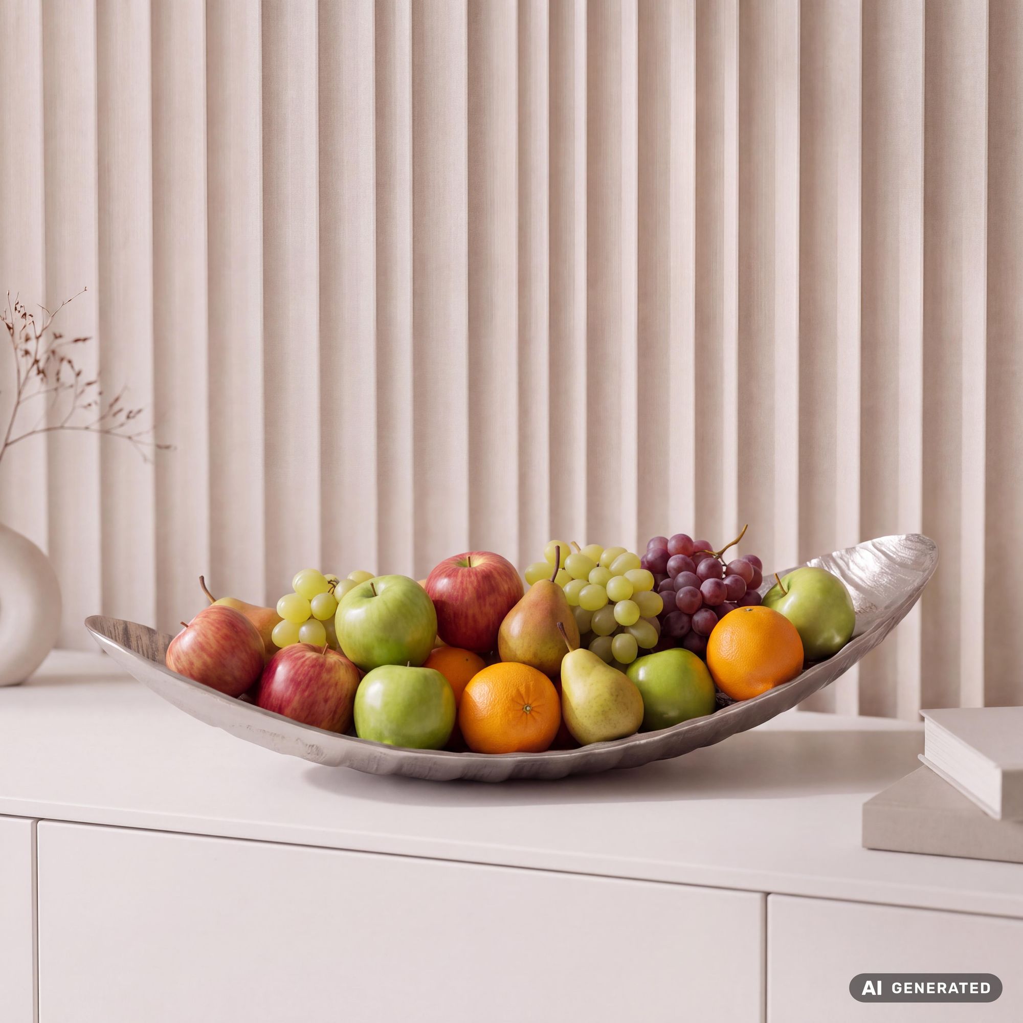 FineBuy Obstschale Schale Metall 60cm Tischdeko - Moderner Obstkorb aus Aluminium - Elegante Metallschale - Alu Früchteschale Handmade
