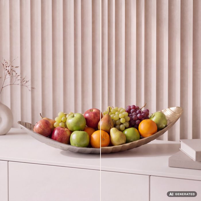 FineBuy Obstschale Schale Metall 60cm Tischdeko - Moderner Obstkorb aus Aluminium - Elegante Metallschale - Alu Früchteschale Handmade