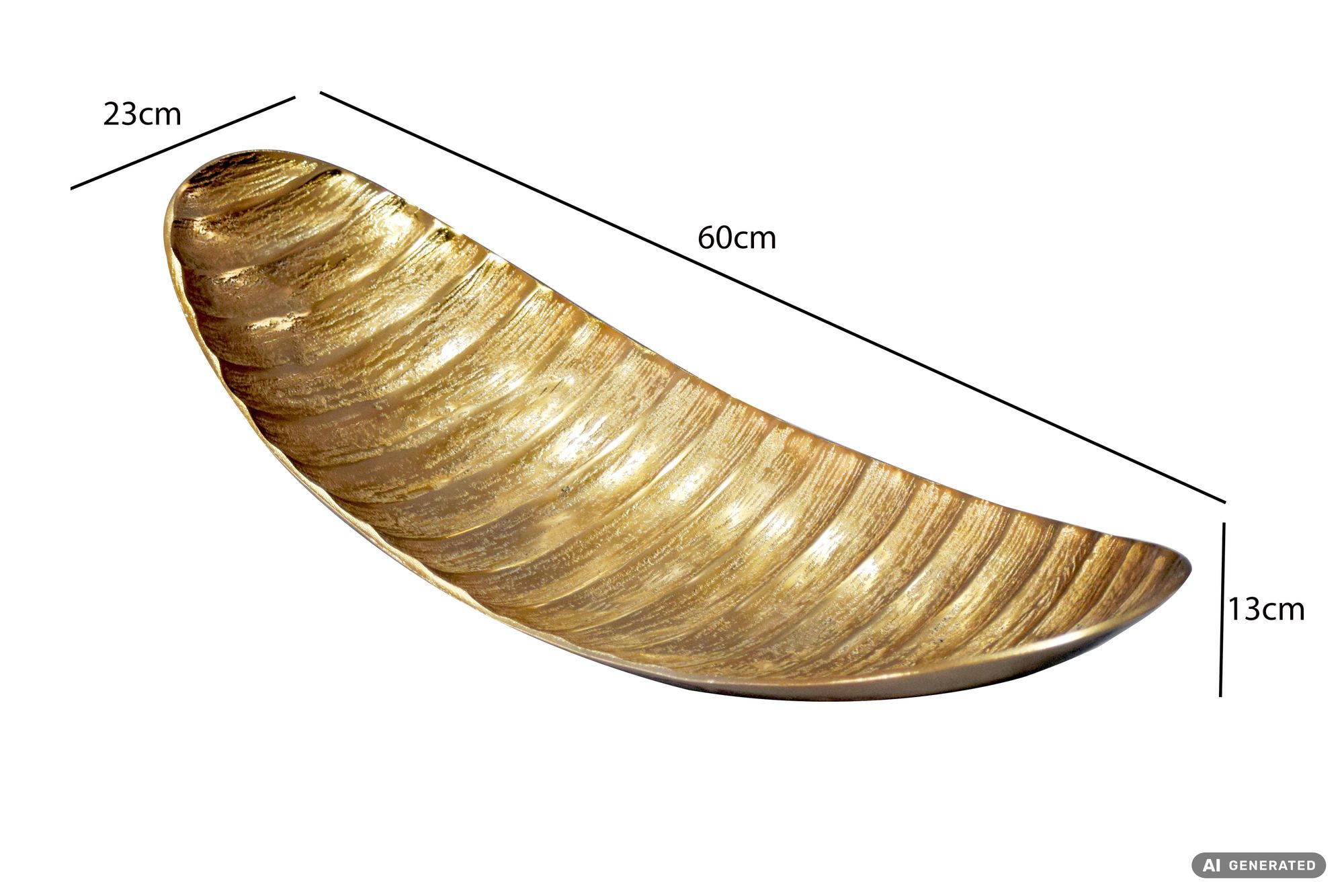 XXL Dekoschale 60 cm Oval Aluminium Handarbeit Schiffchen Tischdeko Unikat Deko – Ansicht 3