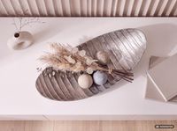XXL Dekoschale 60 cm Oval Aluminium Handarbeit Schiffchen Tischdeko Unikat Deko – Ansicht 7
