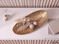 XXL Dekoschale 60 cm Oval Aluminium Handarbeit Schiffchen Tischdeko Unikat Deko – Ansicht 5