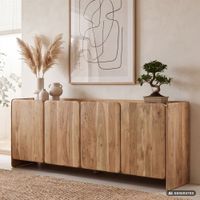 Sideboard Akazie Massivholz 180cm Anrichte Kommode 4 Türen Holzkommode Handmade – Ansicht 1