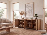 Sideboard Akazie Massivholz 180cm Anrichte Kommode 4 Türen Holzkommode Handmade – Ansicht 2