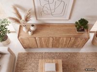 Sideboard Akazie Massivholz 180cm Anrichte Kommode 4 Türen Holzkommode Handmade – Ansicht 7