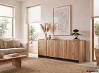 Sideboard Akazie Massivholz 180cm Anrichte Kommode 4 Türen Holzkommode Handmade – Ansicht 8